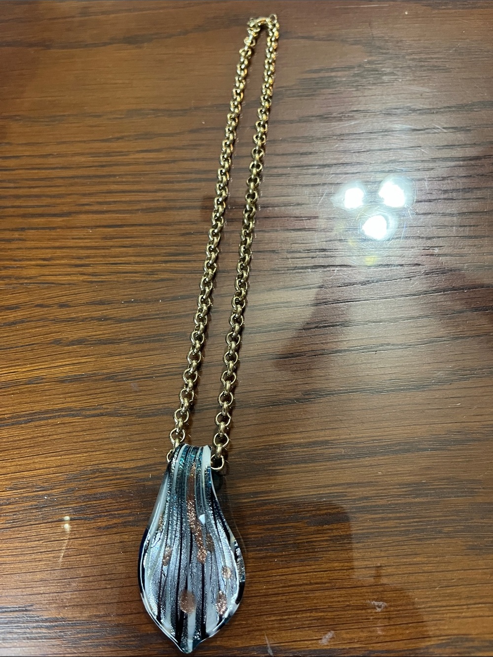 10/$10 Handcrafted Blue Glass Pendant Necklace - Women Jewelry